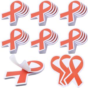 Thenshop 24 Set Orange Sticky Notes Orange Ribbon Cancer Awareness Sticky Notes Bulk Self Adhesive Leukemia Cancer Awareness Notepads for Office School Teacher Student Nurse Doctor Awards Supplies