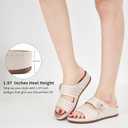 HARENCE Sandals for Women Wedge Slides: Comfortable Summer Beach Platform Shoes with Flowers Dressy Memory Foam Slip On Slide Sandals (7, Beige)