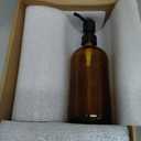 Prus Waso Amber Glass Soap Dispenser Set, Hand Soap and Lotion Set with Black Stainless Steel Pump, Perfect for Modern Bathroom Decor. (Amber)