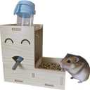 2 IN1 Hamster Water Bottle No Drip Hamster Wooden Water Automatic Dispenser with Food Container for Hamster Cage Accessories 4oz/120ml