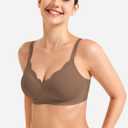 YEOREO Ease Womens Wireless Bras Push Up Full Coverage Bra No Underwire Seamless Comfortable Scalloped Supportive Bralette (L)