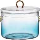 2L/70.4 fl. oz. Clear Glass Pot with Lid Saucepan and Saucepan Heat Resistant Glass Stove and Pan with Lid Soup, Milk, Baby Food, Pasta (48oz/1400ml blue)