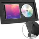 CD Display Frame, 14.2"x7.7" Signed CD Cases and Discs Holder, Wall Music Decor with Real Glass, Black Mat