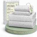LANE LINEN 100% Organic Cotton Printed Full Size Sheet & Pillowcase Sets, 15" Deep Pocket Fully Elasticized Soft & Comfy Percale Bedding, Eco Friendly Cotton Sheets Full- Haze Grey