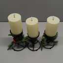 Yunlly Set of 3 Christmas Candle Holder Centerpiece with 3 Candle LED Battery Operated Norfolk Pine Needle Artificial Xmas Table Decorations Base Candelabrum for Dining Room Mantle Kitchen Indoor Home