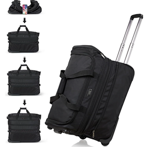 Hanke 20 Inch Expandable Carry On Luggage Suitcases with Wheels Foldable Duffle Bag for Travel Carry On suitcase Weekend Bag for Women Me (Black）