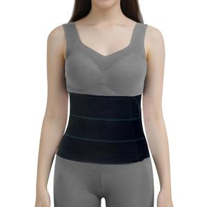 CANMIUS Abdominal Binder Post Surgery Tummy Tuck Belt - Compression Stomach Wrap Belly Band, Skin-friendly, Breathable - (30" - 45") 3 Panel - 9" BLACK