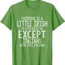 Everyone Is A Little Irish On St Patrick's Day Except Italians T-Shirt, XL