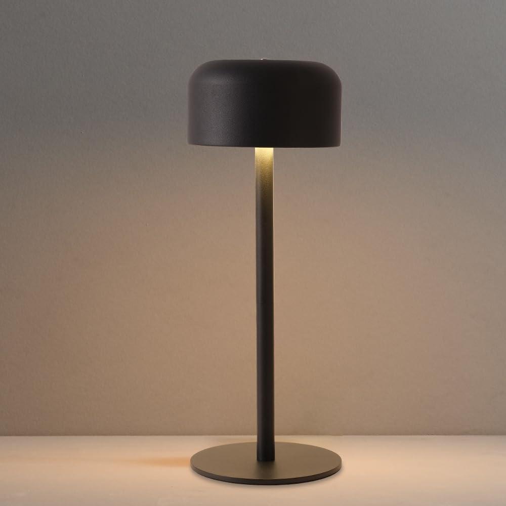 LED Cordless Table Lamp, Portable 5000mAh Outdoor Table Light, 3 Color Stepless Dimming BedsideTable Lamps with Memory Function, Rechargeable Battery Lamp For Kitchen/Dinner/Patio/Restaurant(Black)