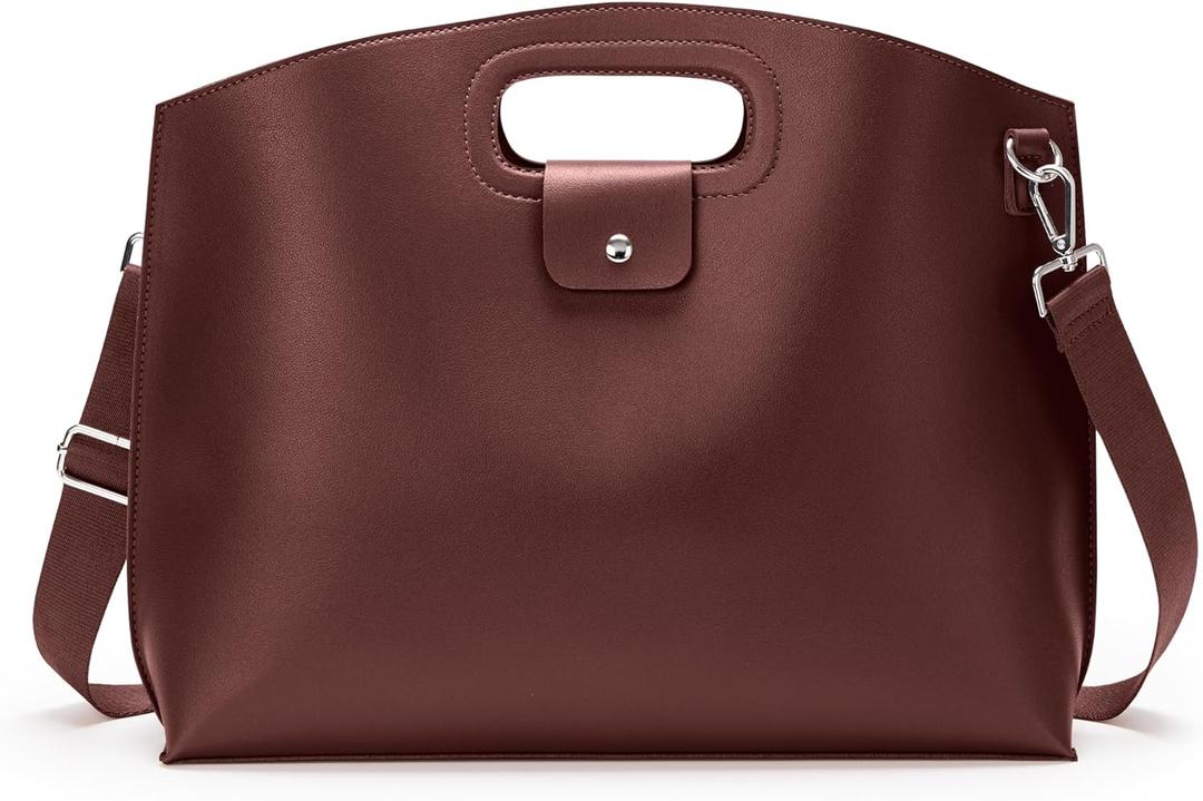 KALIDI Messenger Bag 16 Inch Slim Laptop Vegan Leather Briefcase Crossbody Tote for 15.6" Notebook Business Work Office Bag (Coffee)
