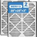 20x25x3 MERV 13 Pleated Air Filter, 2 Pack, Compatible with Zephyr VGF Series 20x25x3 Whole Home Return Air Grille Filter, Actual Size 18-3/823-3/83"
