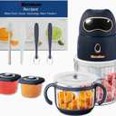 Baby Food Maker, 10-in-1 Baby Food Processor Set with 2 Glass Bowls (600ml+300ml), Baby Food Blender for Baby Puree, Fruit, Meat, Vegatable, Baby Food Storage Containers, Baby Essentials
