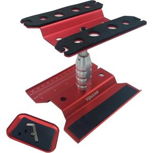 1 Set RC Car Work Stand Aluminum Alloy Repair Workstation Bracket with Screw Tray for 1/8 1/10 1/12 1/16 Traxxas Axial Arrma Redcat RC Crawler Monster Truck Buggy (Red)