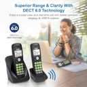 VTech 2-Handsets Cordless Phone with DECT 6.0, Full-Duplex Speakerphone, Lighted Display, Backlit Keypad, Caller ID/Call Waiting, Volume Control, Hearing Aid Compatible, Wall Mount | VG131-21 (Black)