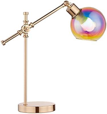 inno casa Table Lamps Swing Arm Desk Lamps with Iridescent Glass Shade and French Gold Finish Stylish Lighting Solution for Office, Bedside, Workbench,and Reading Illumination,Includes LED Bulb