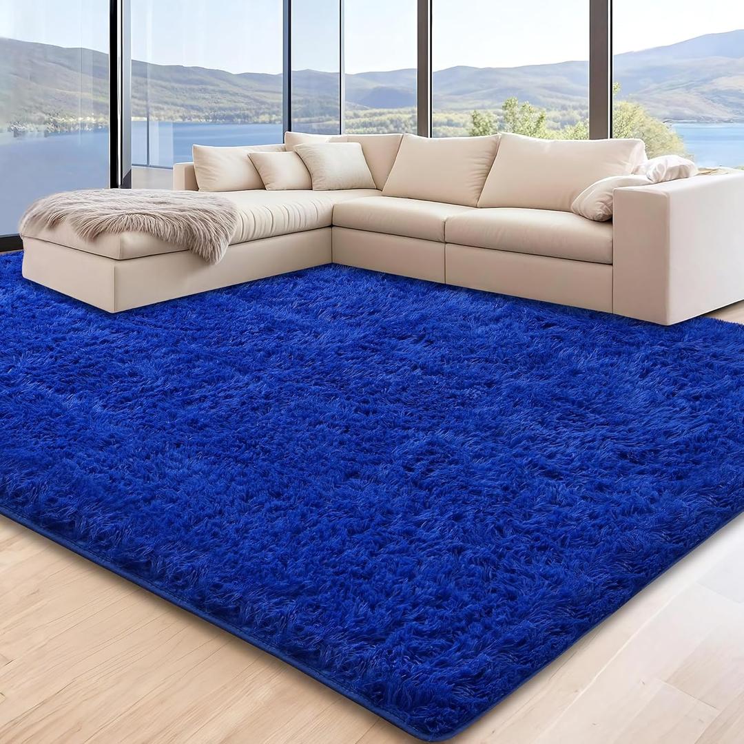 6x9 Blue Area Rugs for Living Room, Large Fluffy Shag Rug for Bedroom Boys Kids Nursery Rooms, Ultra Soft Comfy, Fuzzy Shaggy Plush Carpet for Girls Teen Indoor Home Decor, Upgrade Non-Slip