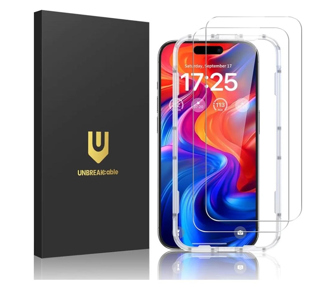 UNBREAKcable 2-Pack Screen Protector for iPhone 16 Plus, Double Shatterproof Tempered Glass [Easy Installation Frame] [9H Hardness] [99.99% HD Clear] [Case Friendly] for Apple iPhone 16 Plus 6.7 inch