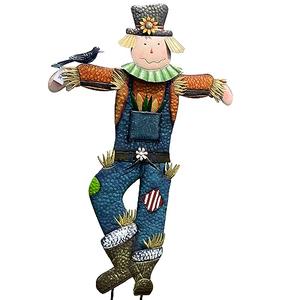 71" x 50" Metal Scarecrow Yard Decoration - Fall Decorations for Home Outdoor, Metal Scarecrow Garden Stake for Fall Harvest Decor, Autumn Yard Signs for Outside Garden Lawn Porch