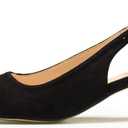 GENSHUO Low Kitten Heels Women's Slingback Dressy Pumps Pointed Closed Toe Ankle Strap Elegant Wedding Pumps Formal Comfortable Shoes (9.5)