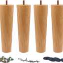 WEICHUAN Round Wooden Replacement Furniture Chair Ottoman Loveseat Coffee Table Cabinet Sofa Couch Legs 8 inch Heavy Duty (8" Straight Set of 4)