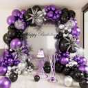 Metallic Purple Balloon Garland Arch Kit,146Pcs Metallic Purple Balloon Sliver Confetti Balloon for Graduation Baby Shower Birthday Wedding Gender Reveal Party Decorations
