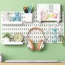 Pegboard Wall Organizer, Wall Mounted Storage Set with 2 Pegboards & 13 Accessories, 23.6" x 11.81" White Peg Board Organizer