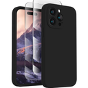 Designed for iPhone 15 Pro Max Case, Silicone Upgraded [Camera Protection] Phone Case with  Screen Protectors], Soft Anti-Scratch Microfiber Lining Inside, 6.7 inch, Black