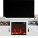 Furmax Fireplace TV Stand for 65 Inch TV, Fireplace Entertainment Center with Storage Cabinets and 2 Open Shelves, Modern Media TV Console Table for Living Room (White)
