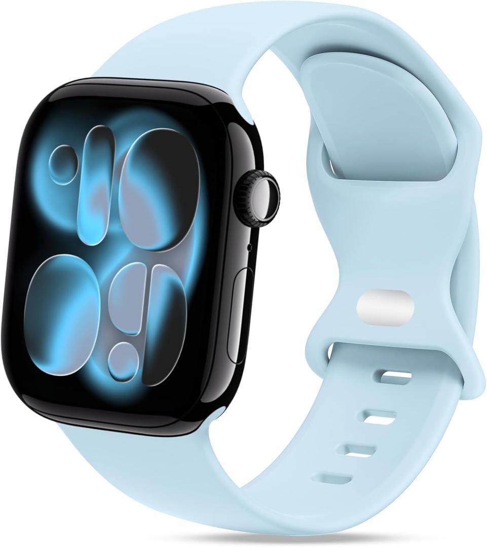 2 x STG Sport Silicone Bands Compatible with Apple Watch Band Ultra 3/2/1 49mm, Series 11/10 46/42mm, 9/8/7 45/41mm, SE 6/5/4 44/40mm, 3/2/1 42/38mm S/M M/L for Women Men