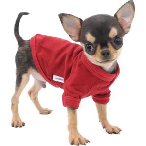 LOPHIPETS 100% Cotton Dog Tee Shirt for Small Dogs Teacup Chihuahua Yorkie Puppy Clothes-Red/XXS