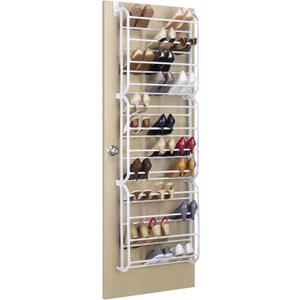Whitmor 36 Pair Over The Door Shoe Organizer, 12 Tier Hanging Shoe Organizer, Heavy Duty Metal Shoe Holder, Hanging Shoe Rack for Closet Organizer & Storage, 72" L x 22.5" W x 7.5" H, White