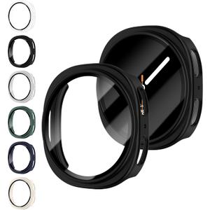 6 Pack Case With Tempered Glass for Samsung Galaxy Watch 8 Screen Protector 44mm Men Women,Hard PC Overall Protection Anti-Slip Scratch-Resistant Cover for Samsung Galaxy Watch 8 Case 44mm Accessories