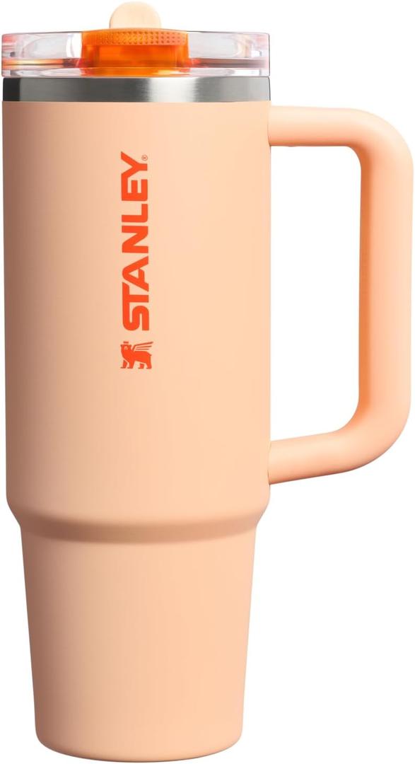 STANLEY Quencher ProTour Flip Straw Tumbler with Leakproof Lid 30 oz | Built-In Straw & Handle | Cupholder Compatible for Travel | Insulated Stainless Steel Cup | BPA-Free | Orange Sherbet