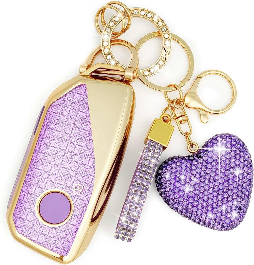 Key Fob Cover with Diamond, Compatible with BMW 2023~up X1 X2 X3 X5 X6 X7 XM etc, Sparkling TPU Key Case for Women