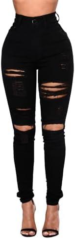 DLAYBGFA Ripped Skinny Jeans for Women High Waisted Stretch Slim Fit Distressed Butt Lifting Denim Jeans Pants, Medium