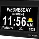 TROCOTN Dementia Clocks, Large Display Calendar Alarm Clock with Auto DST for Seniors, 5 Display Modes Large Font Digital Clock with Custom Alarms Day Date Clocks. (7 Inch Black)