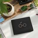 Credit Card Holder Wallet Rfid Blocking Kids Boys Bifold Teen Cool Cute for Cash with ID Window Cardholder Teenage Teenager, Eyeglass (Black)