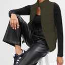 Puffer Vest Women Zip Up Sleeveless Stand Collar Outerwear Vest Puffy Warm Lightweight Winter Jacket Coat (Green, S)