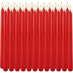 YOROXRG 24 Pack Red Taper Candles, 7-8 Hours Burn Time, Unscented, Smokeless and Dripless, 0.75 x 10 Inch Dinner Candle Set for Christmas, Household, Wedding, Party and Home Décor Candlesticks