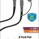 ZGear 6 Foot Flat Sync & Charge Cable For USB C To USB A