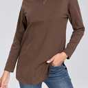 Women's Casual Cotton Sleeveless/Long Sleeve T Shirt Round Neck Basic Loose Tunic Tops (Brown, M)