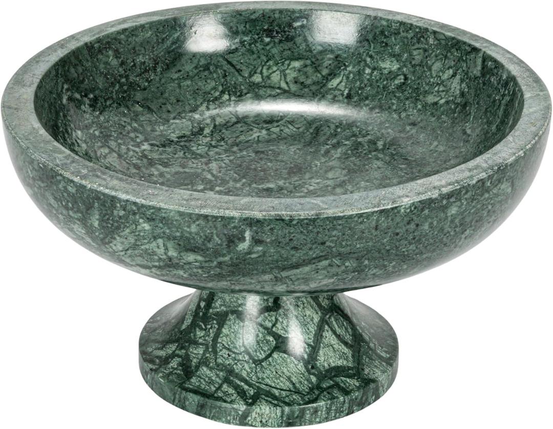 Bloomingville Marble Footed Pedestal Bowl, Green