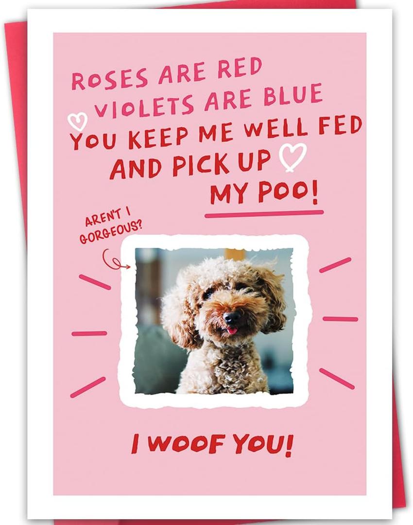 2 x Funny Dog Valentines Day Card - Roses Are Red Dog Card for Pet Owners (BT-157)