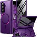 BERFY for Samsung Galaxy Z Fold 7 Case with Privacy Screen Protector, [Compatible with MagSafe][Anti Spy] Built-in Hidden Kickstand, Full-Body Shockproof Slim Phone Case for Z Fold 7, Purple