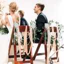 16 Pcs Pearl Wedding Chair Decoration with Artificial Rose Faux Pearl Beaded Garland String Chair Sash Decor for Bridal Shower Wedding Aisle Ceremony Party Banquet