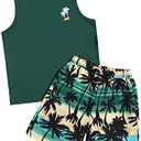 Floerns Boys Boho Sleeveless Tank Top Tropical Print Shorts Set 2 Piece Outfit  8Y