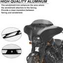 4 Slotted Track Polished Batwing Fairing Windshield Windscreen Trim Molding Clips Accent Parts for Touring Street Glide Electra Tri Ultra Limited 2014-2024(Black)