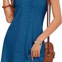 MITILLY Womens Halter Summer Eyelet Mini Dress Casual Sleeveless Floral Lace Lined Sundresses for Beach Vacation Holiday (Blue, L)