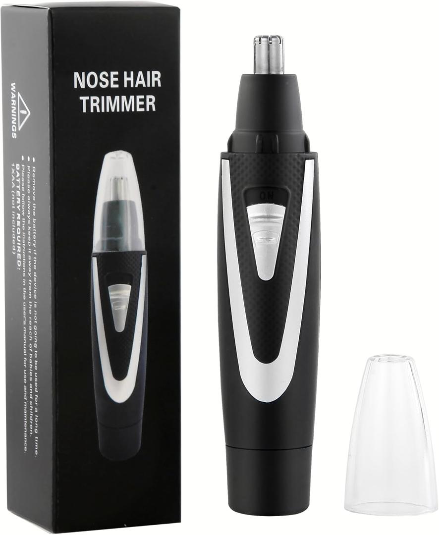 Ear and Nose Hair Trimmer Clippers: 2025 Professional Painless Eyebrow & Facial Hair Trimmers Remover for Men Women, Battery Operated Nasal Clipper, Dual Edge Waterproof Blades for Easy Clean, Black