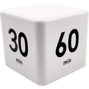 Cube Timer, Productivity Cube Flip Timer for Kitchen Studying Workout Classroom Kids ADHD 15-20-30-60 Minute Preset, White